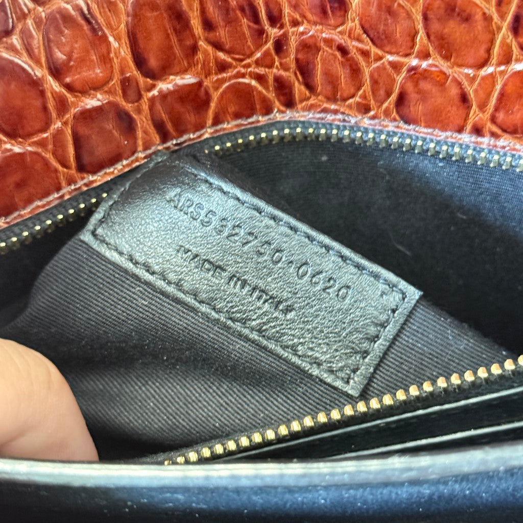 Saint Laurent YSL Patent Turtle Embossed Monogram Cassandra Clasp Bag Rouge Legion