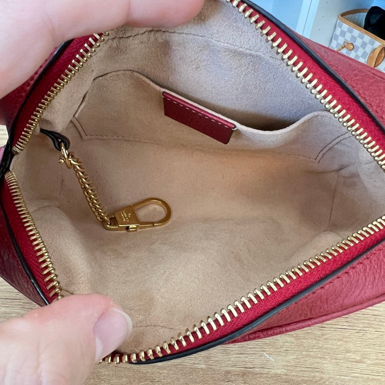Gucci GG Supreme Monogram Flora Web Mini Ophidia Shoulder Bag Red