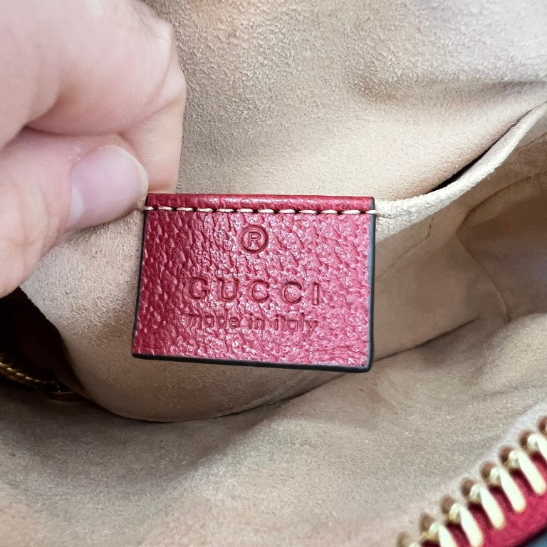 Gucci GG Supreme Monogram Flora Web Mini Ophidia Shoulder Bag Red