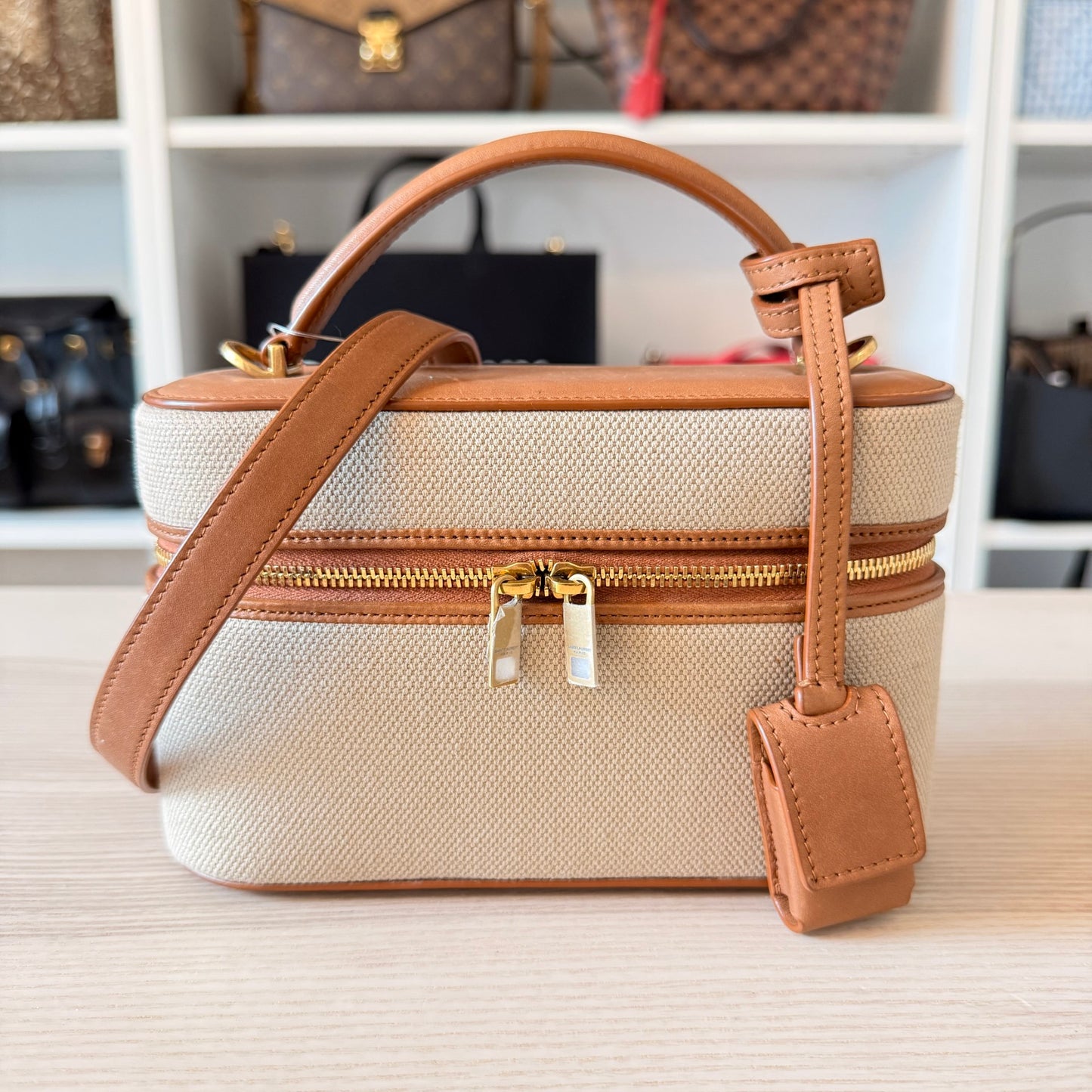 Saint Laurent Vanity Bag with Strap Desert Dust
