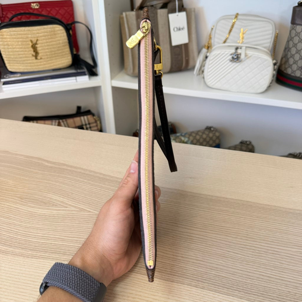 Louis Vuitton Damier Ebene Neverfull Pochette MM Rose Ballerine