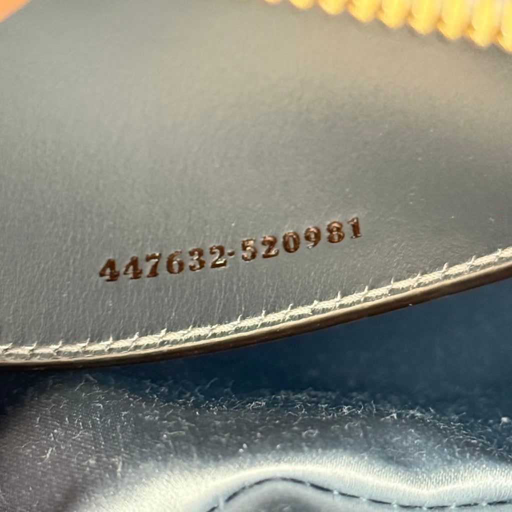 Gucci Chevron Matelasse Small GG Marmont Chain Shoulder Bag Iridescent Snow Light Blue