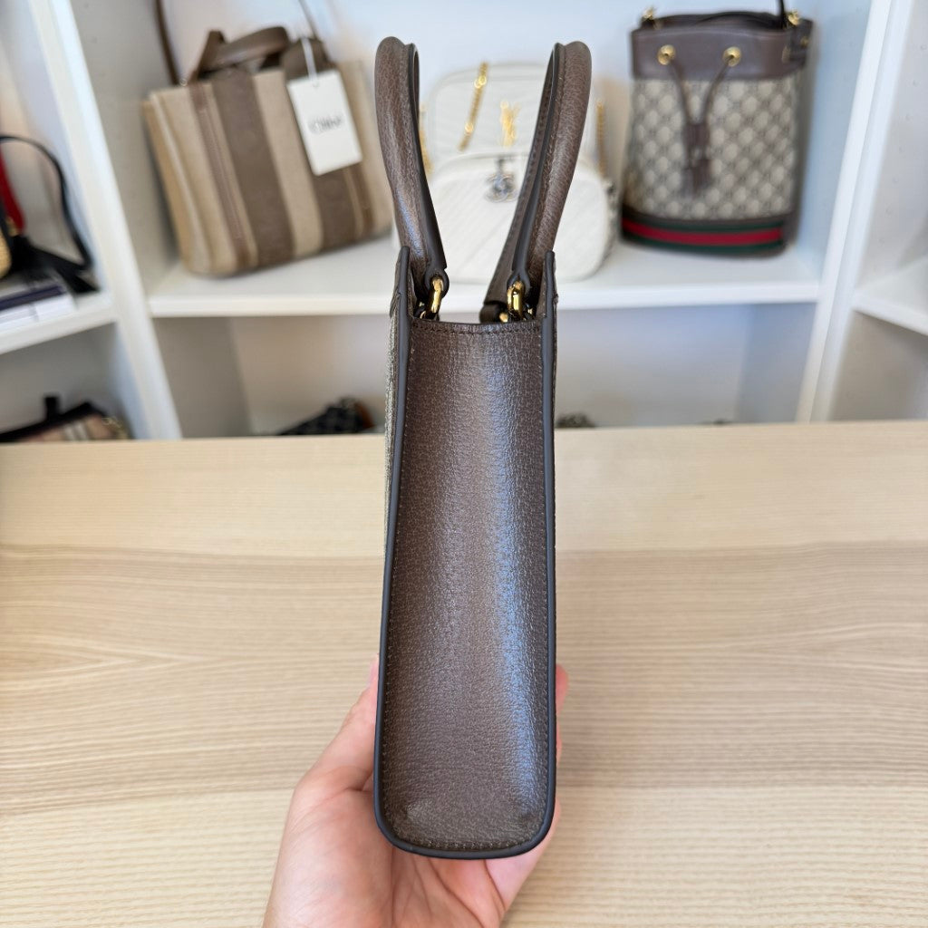 Gucci GG Supreme Monogram Mini Ophidia Tote Bag Brown