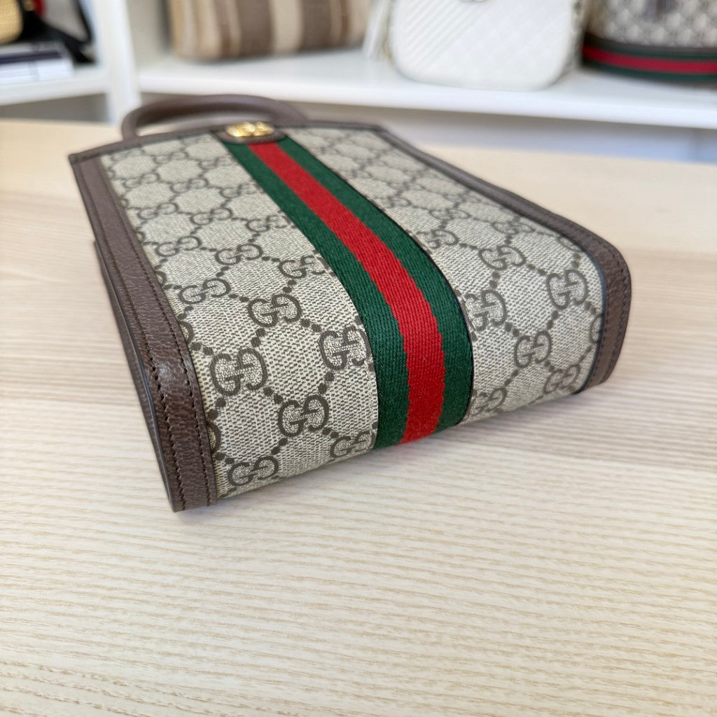 Gucci GG Supreme Monogram Mini Ophidia Tote Bag Brown
