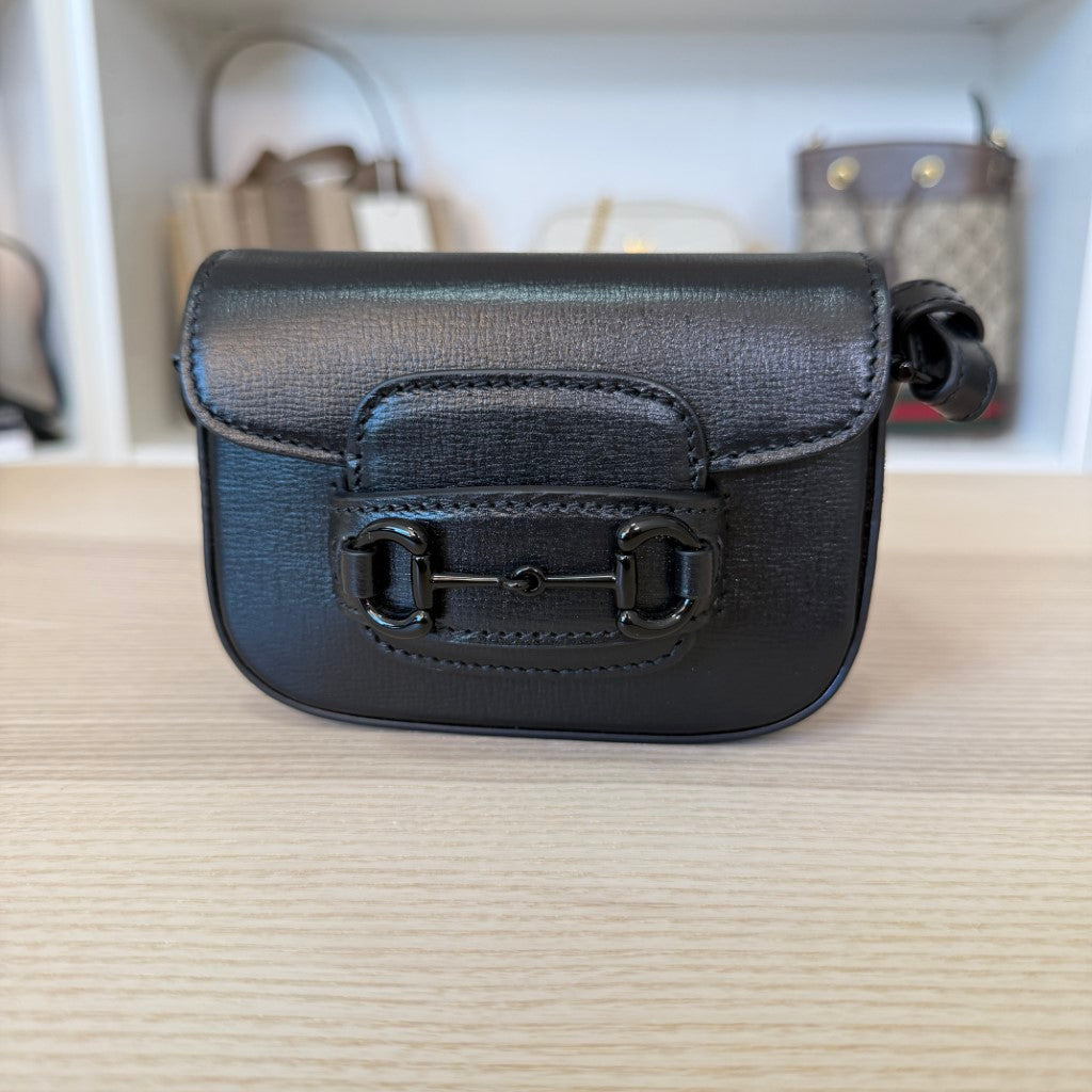 Gucci Horsebit 1955 Super Mini Shoulder Bag Black