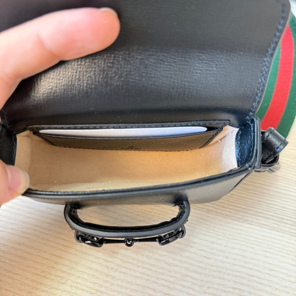 Gucci Horsebit 1955 Super Mini Shoulder Bag Black