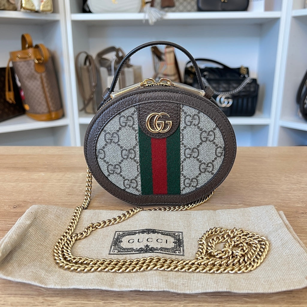 Ophidia Round Top Handle Bag GG Coated Canvas Mini