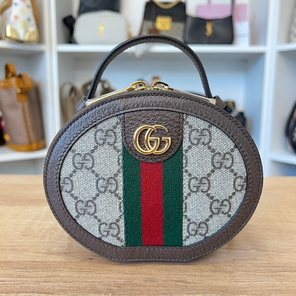 Ophidia Round Top Handle Bag GG Coated Canvas Mini