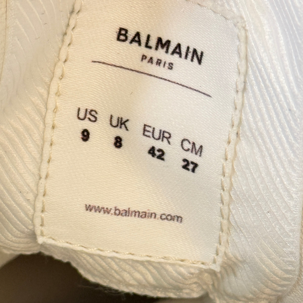 Balmain Sneakers Mens Leather White US9/EU42