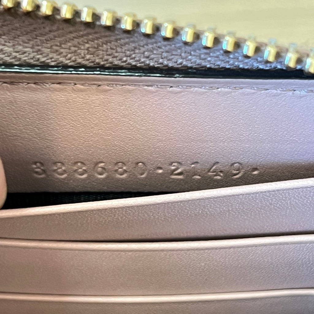 Gucci Guccissima Bow Zip Around Wallet Pink