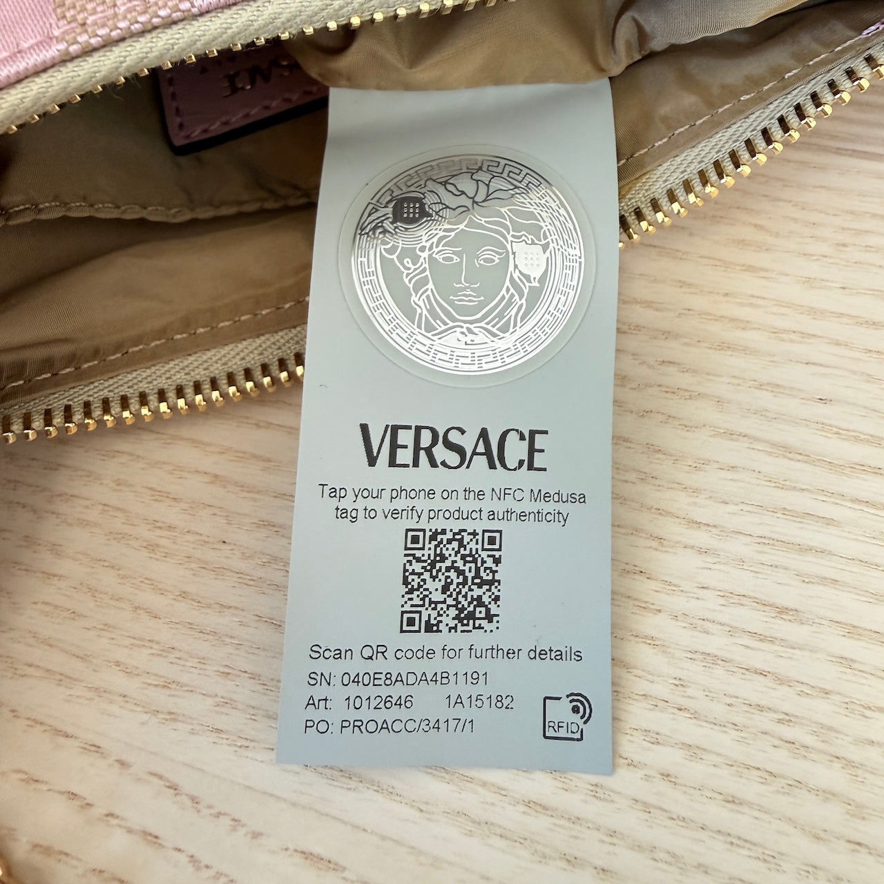 Versace Shoulder Bag Small Fabric Pink / Gold