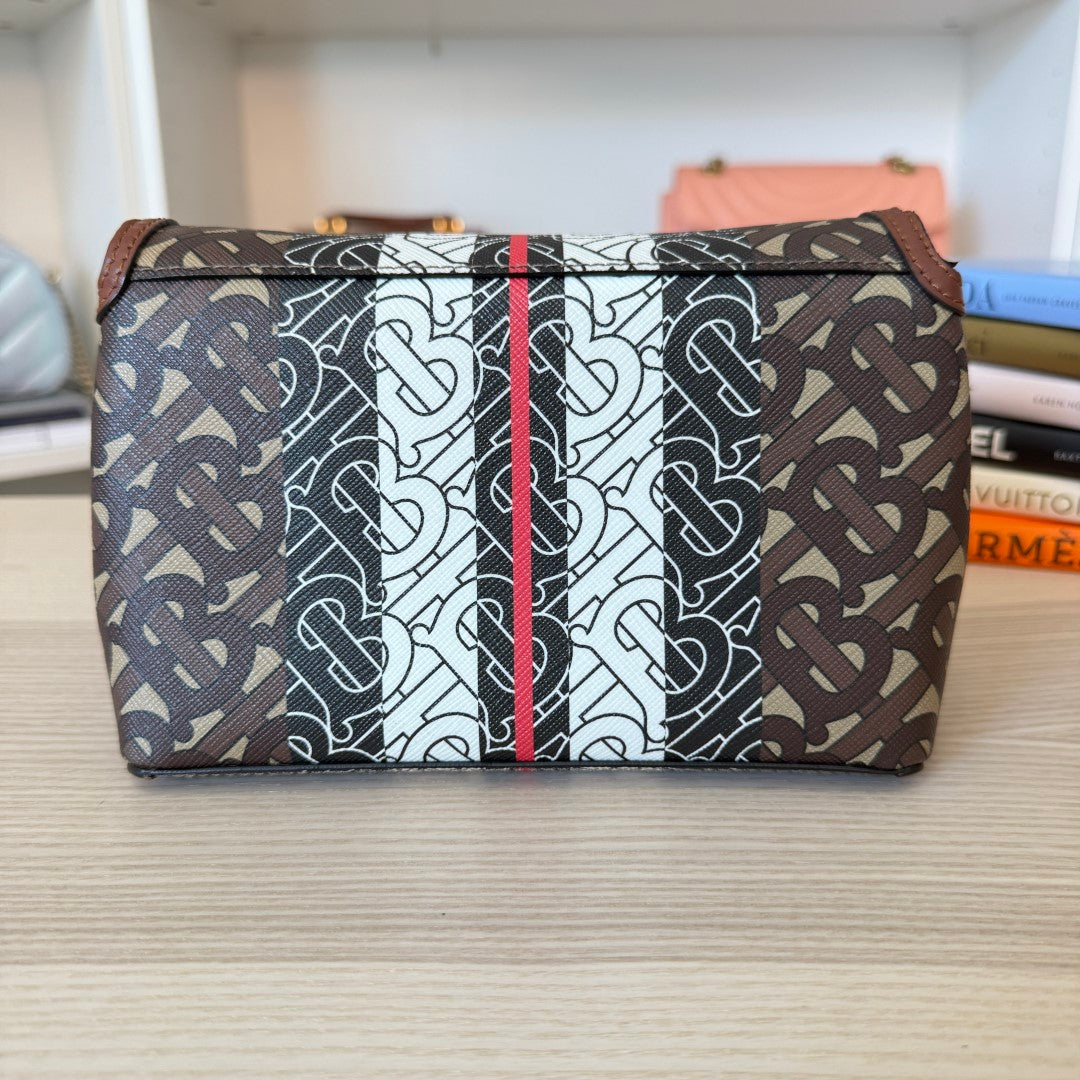 Burberry Hackberry Shoulder Bag Monogram E-Canvas Small