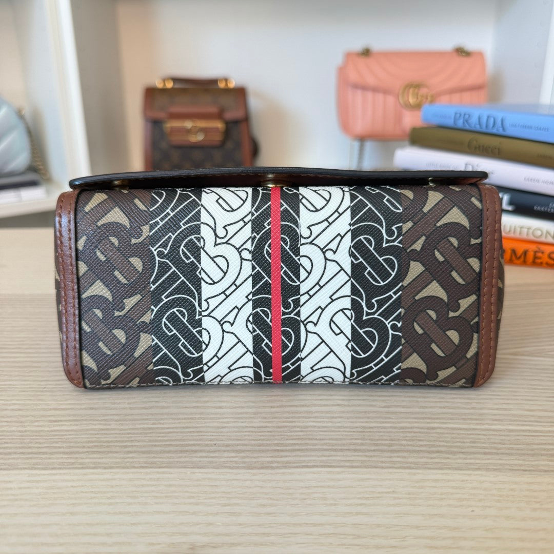 Burberry Hackberry Shoulder Bag Monogram E-Canvas Small