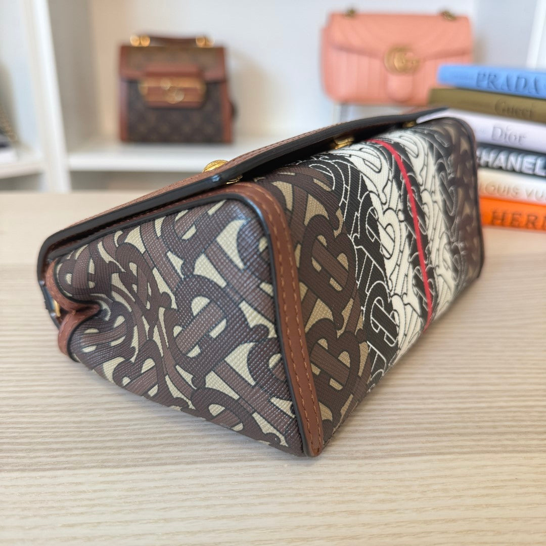 Burberry Hackberry Shoulder Bag Monogram E-Canvas Small