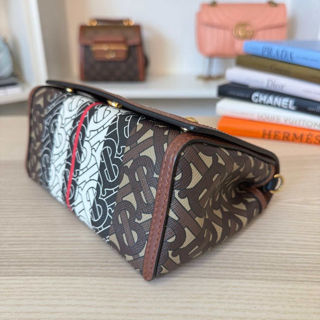 Burberry Hackberry Shoulder Bag Monogram E-Canvas Small