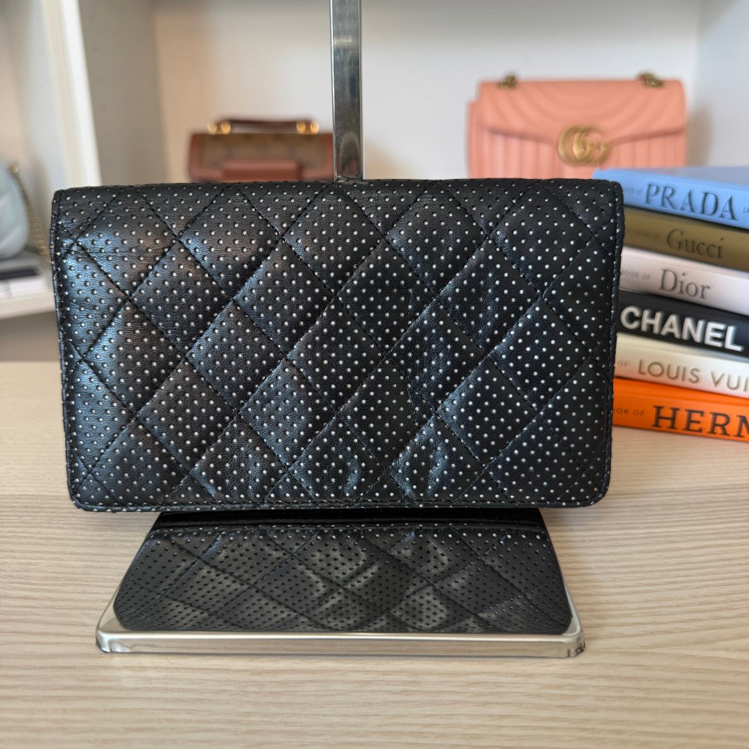 Chanel Chanel Lambskin Perforated Wallet Black