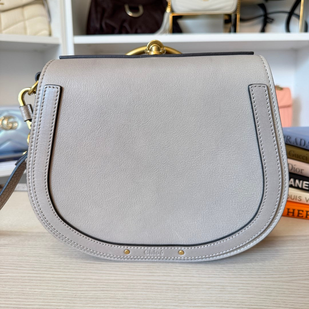 Chloe Calfskin Suede Small Nile Bracelet Bag Motty Grey