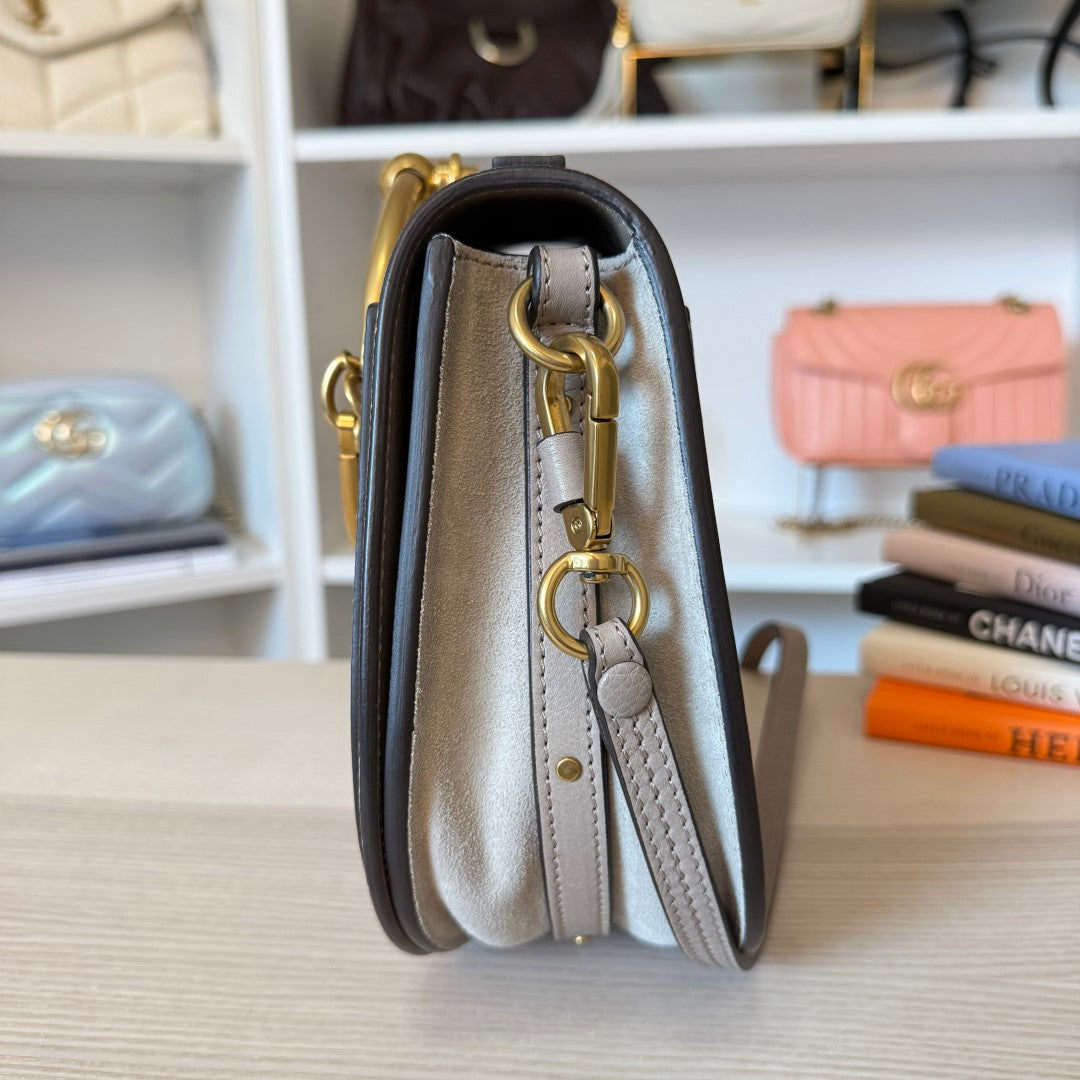 Chloe Calfskin Suede Small Nile Bracelet Bag Motty Grey