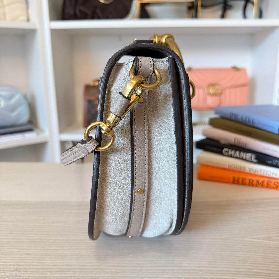 Chloe Calfskin Suede Small Nile Bracelet Bag Motty Grey