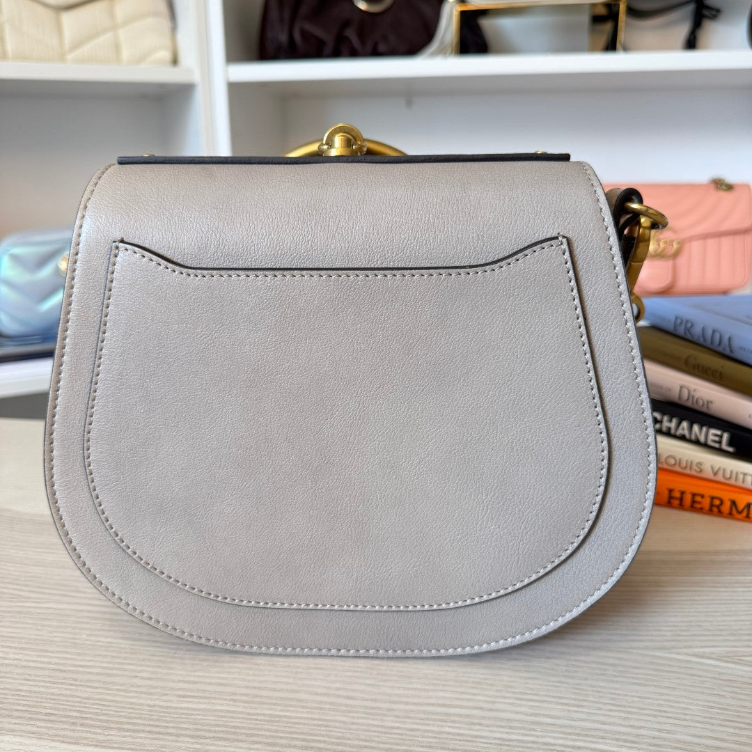 Chloe Calfskin Suede Small Nile Bracelet Bag Motty Grey