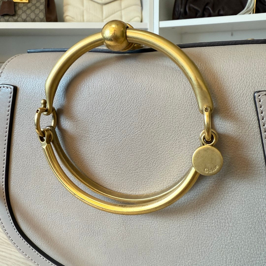 Chloe Calfskin Suede Small Nile Bracelet Bag Motty Grey