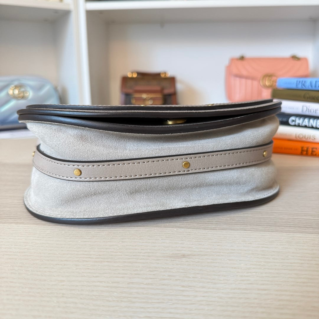 Chloe Calfskin Suede Small Nile Bracelet Bag Motty Grey