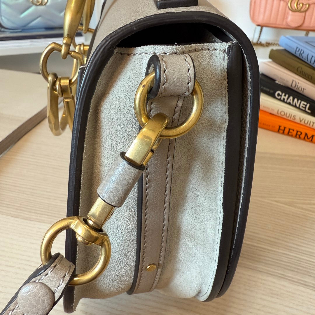 Chloe Calfskin Suede Small Nile Bracelet Bag Motty Grey