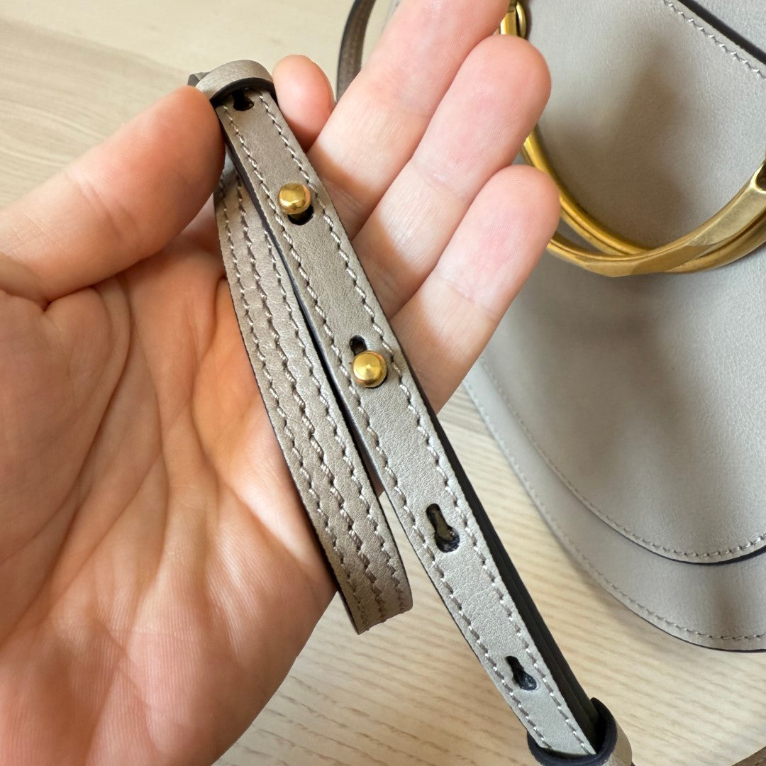Chloe Calfskin Suede Small Nile Bracelet Bag Motty Grey
