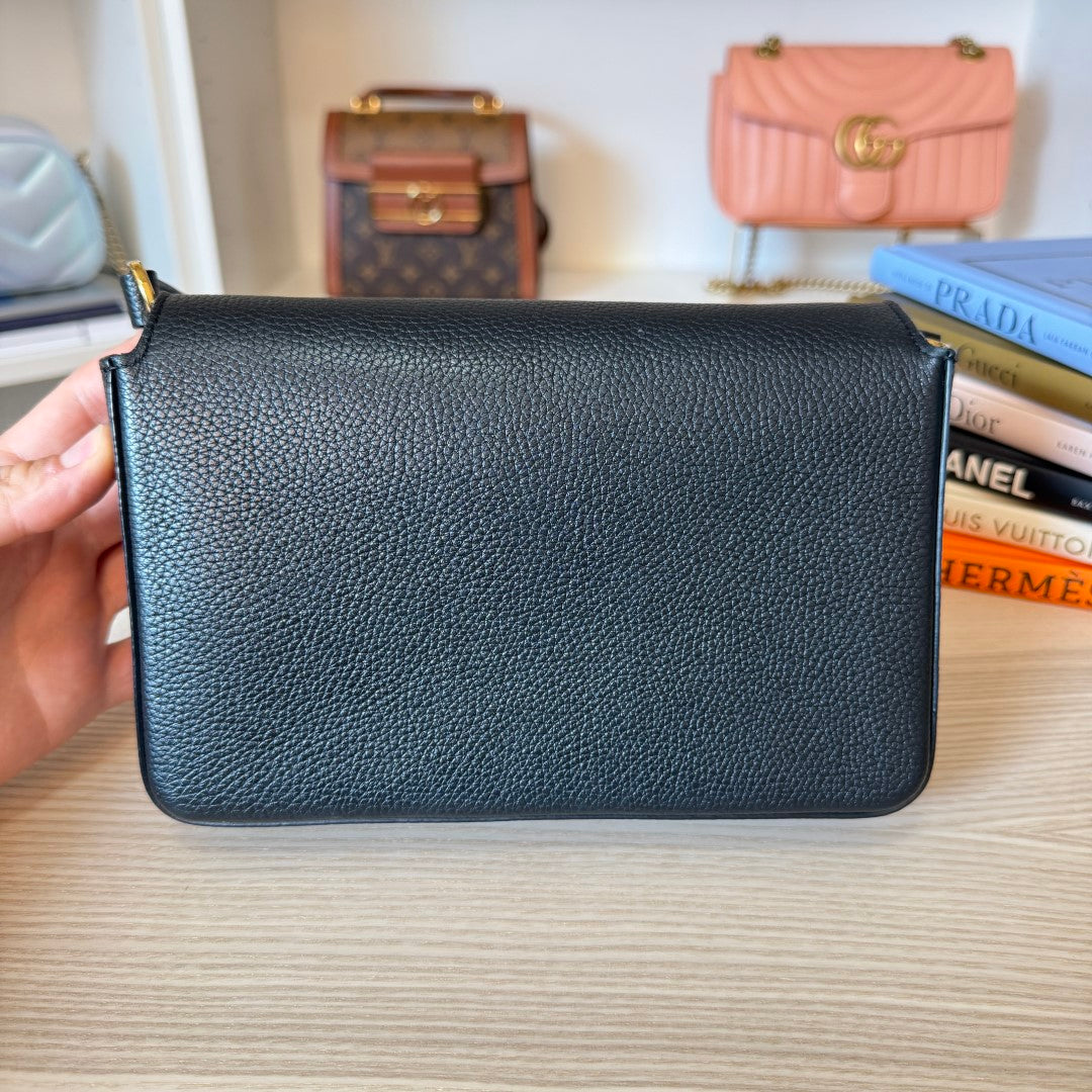 Burberry Grainy Calfskin Vintage Check Hampshire Crossbody Black