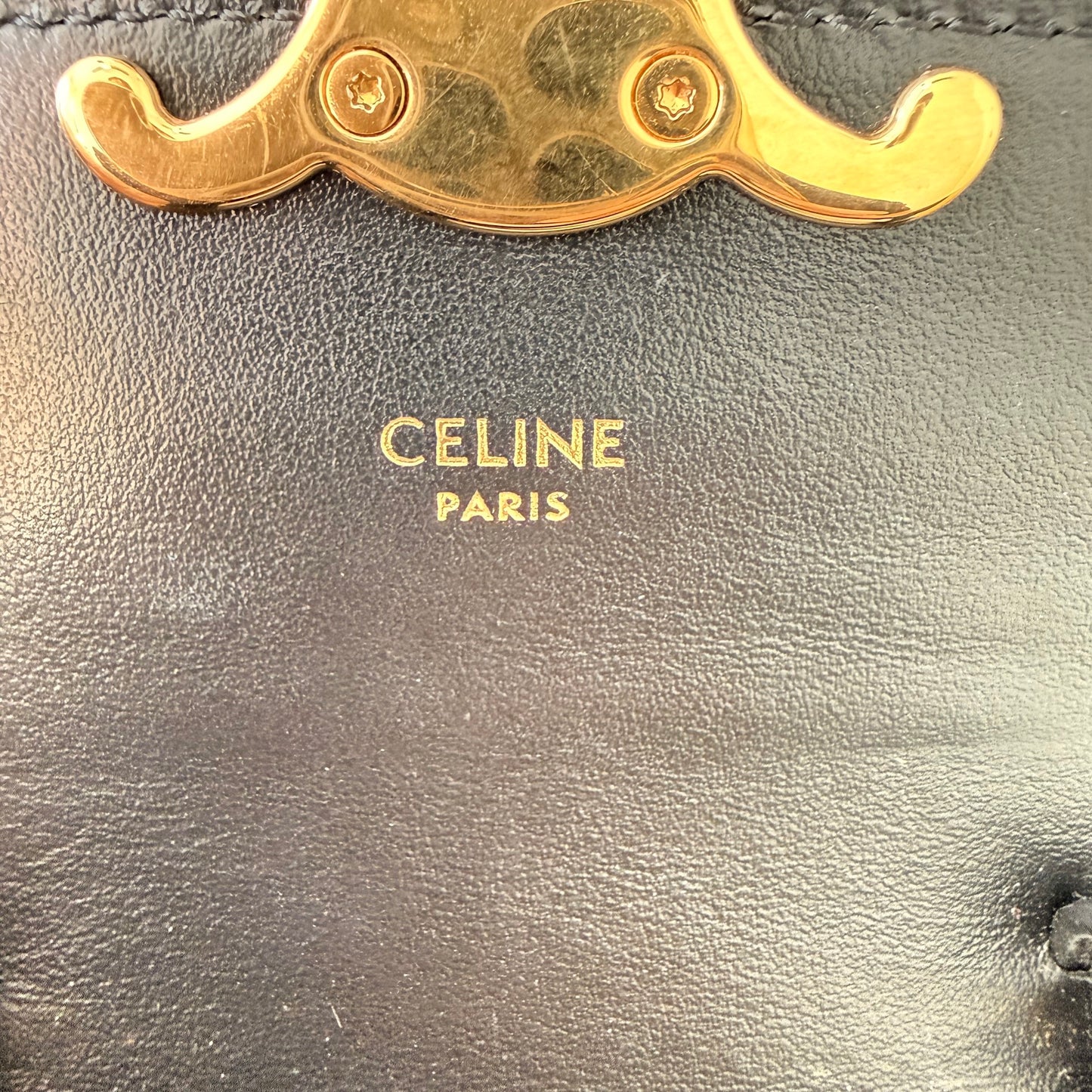 Celine Shiny Calfskin Mini Triomphe Black