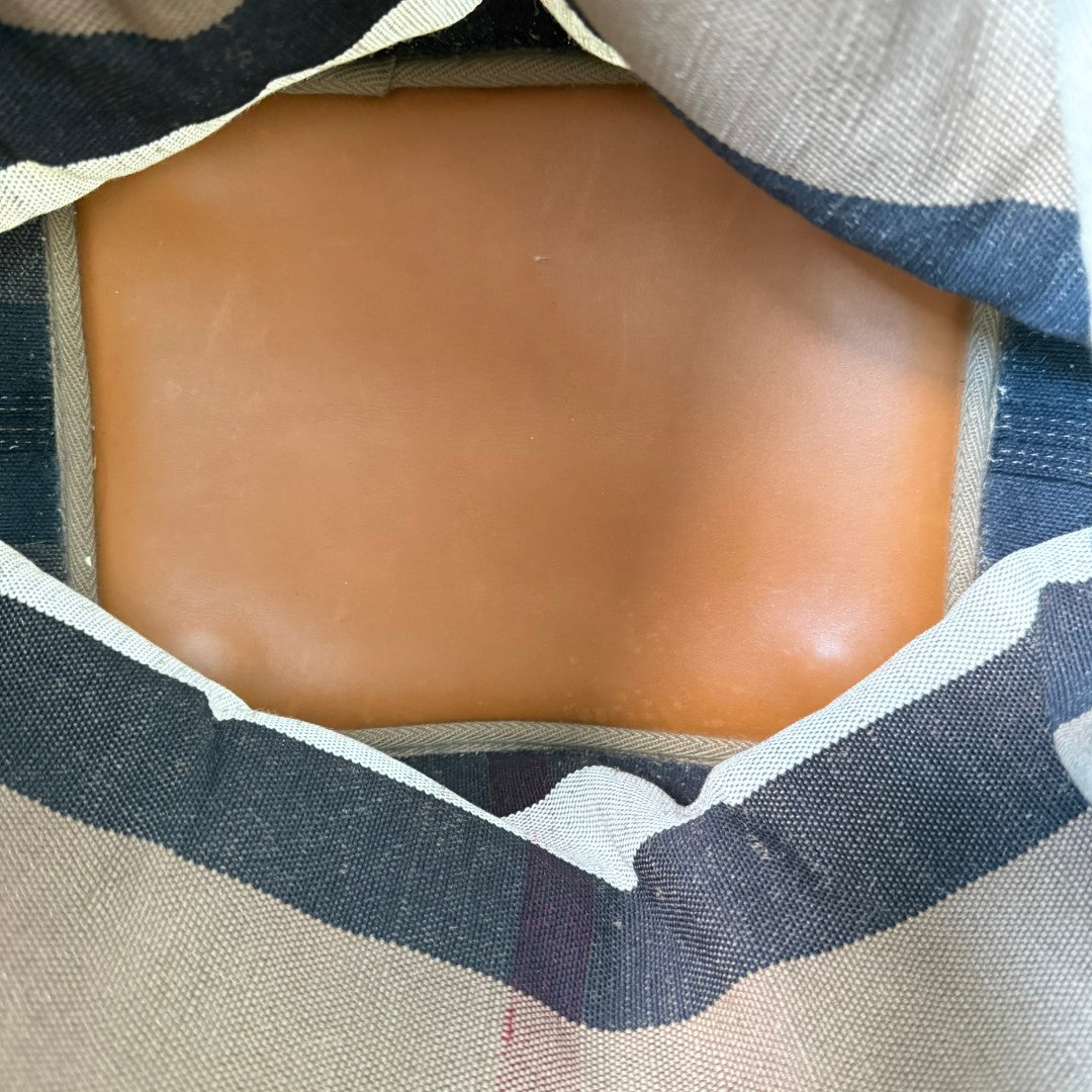 Burberry Saddle Brown Check Canvas Ashby Tassel Bucket Bag
