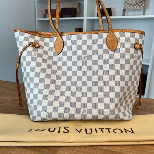 Pre-Owned Louis Vuitton Damier Azur Neverfull MM