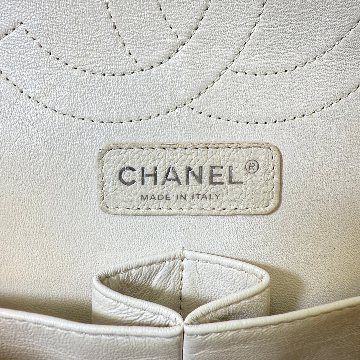 Chanel Pearly Caviar Quilted Jumbo Double Flap Dark White
