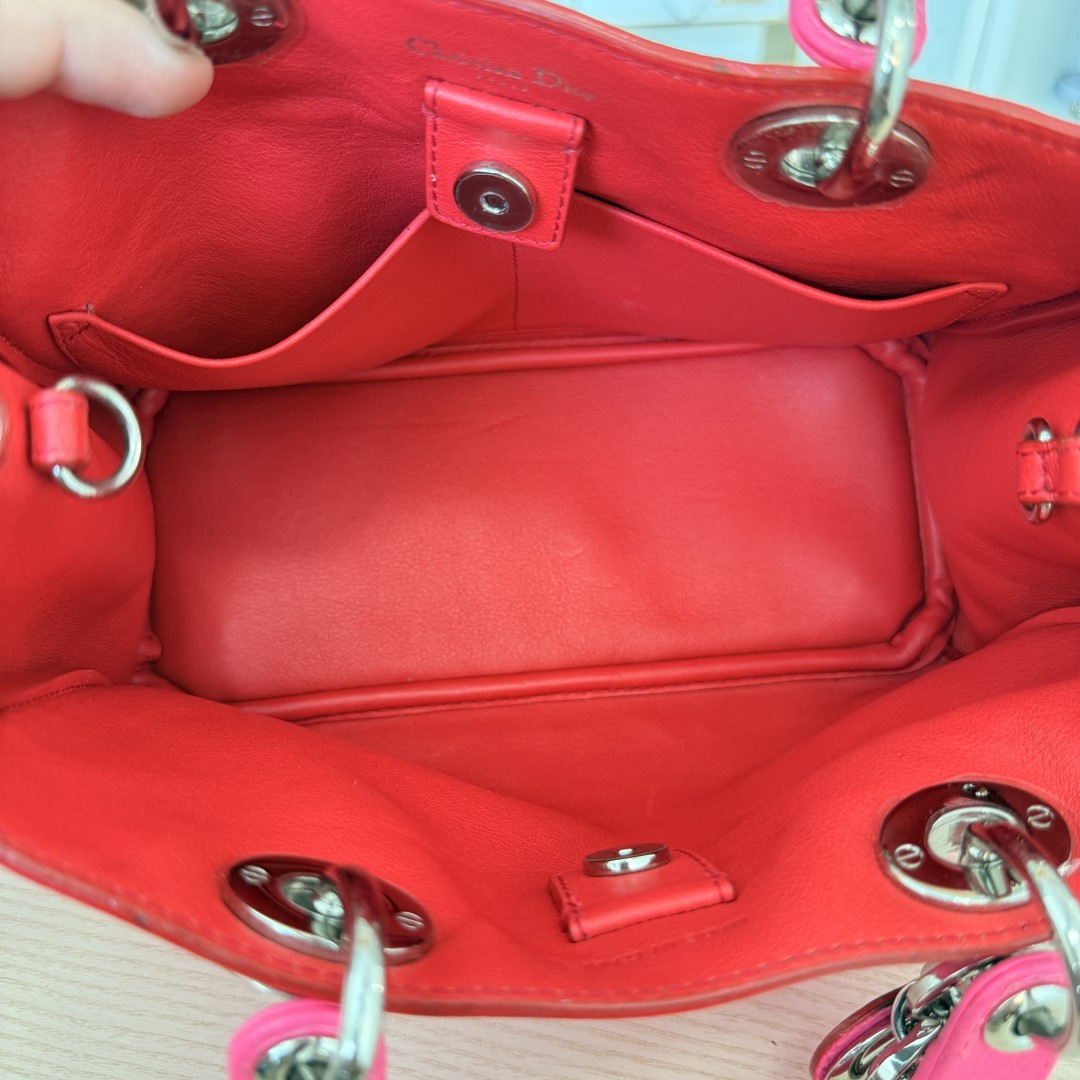 Christian Dior Bullcalf Small Diorissimo Tote Coquelicot