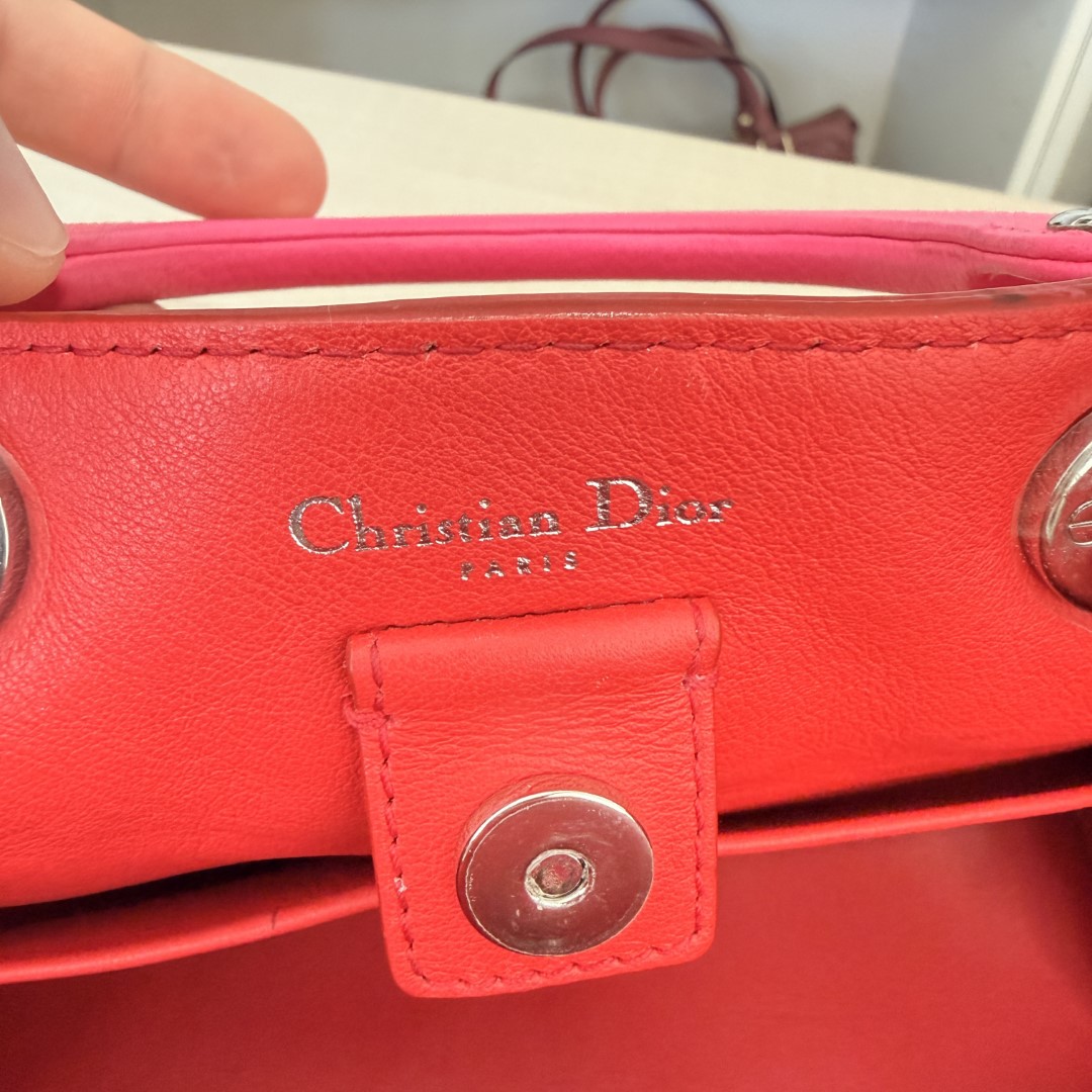 Christian Dior Bullcalf Small Diorissimo Tote Coquelicot