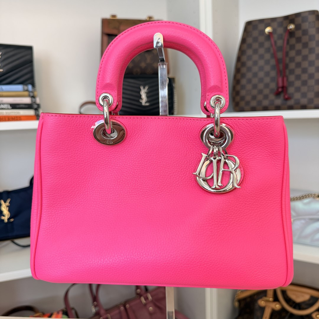 Christian Dior Bullcalf Small Diorissimo Tote Coquelicot