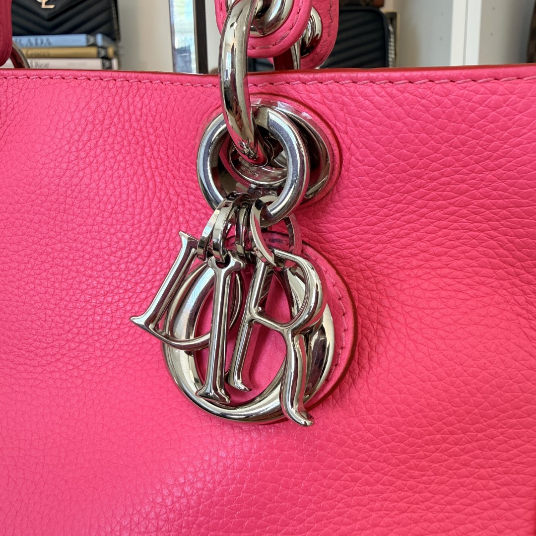 Christian Dior Bullcalf Small Diorissimo Tote Coquelicot