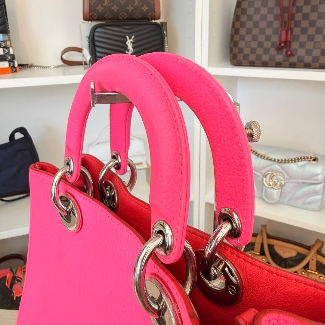 Christian Dior Bullcalf Small Diorissimo Tote Coquelicot