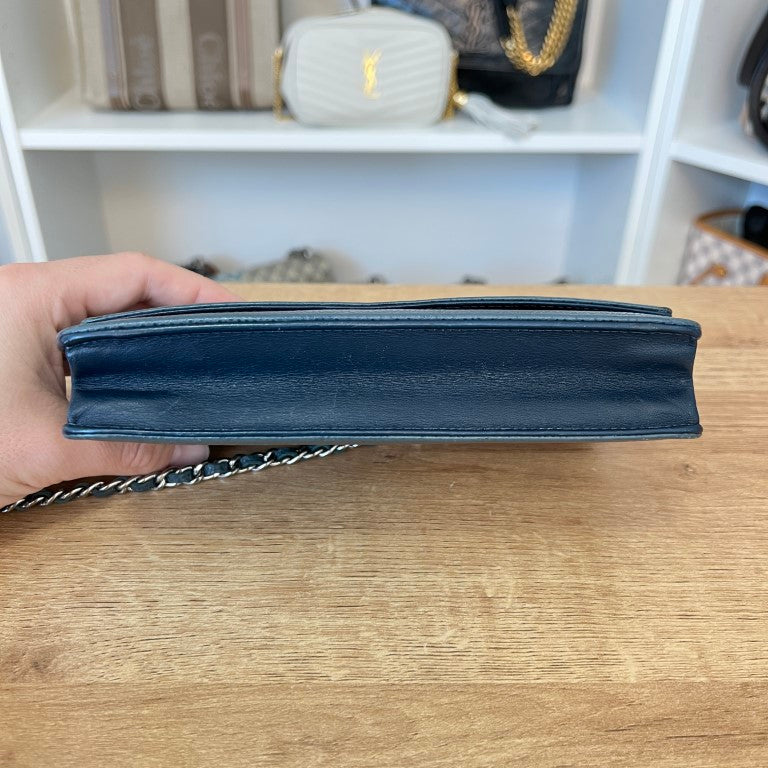 Chanel Caviar Timeless CC Wallet On Chain WOC Blue