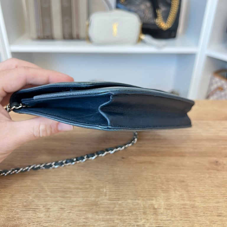 Chanel Caviar Timeless CC Wallet On Chain WOC Blue