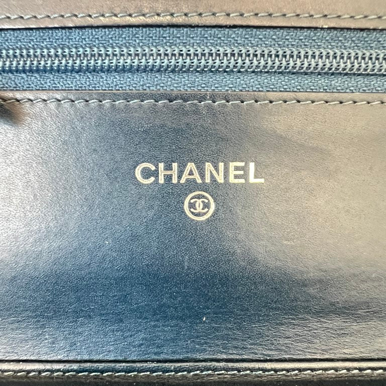 Chanel Caviar Timeless CC Wallet On Chain WOC Blue