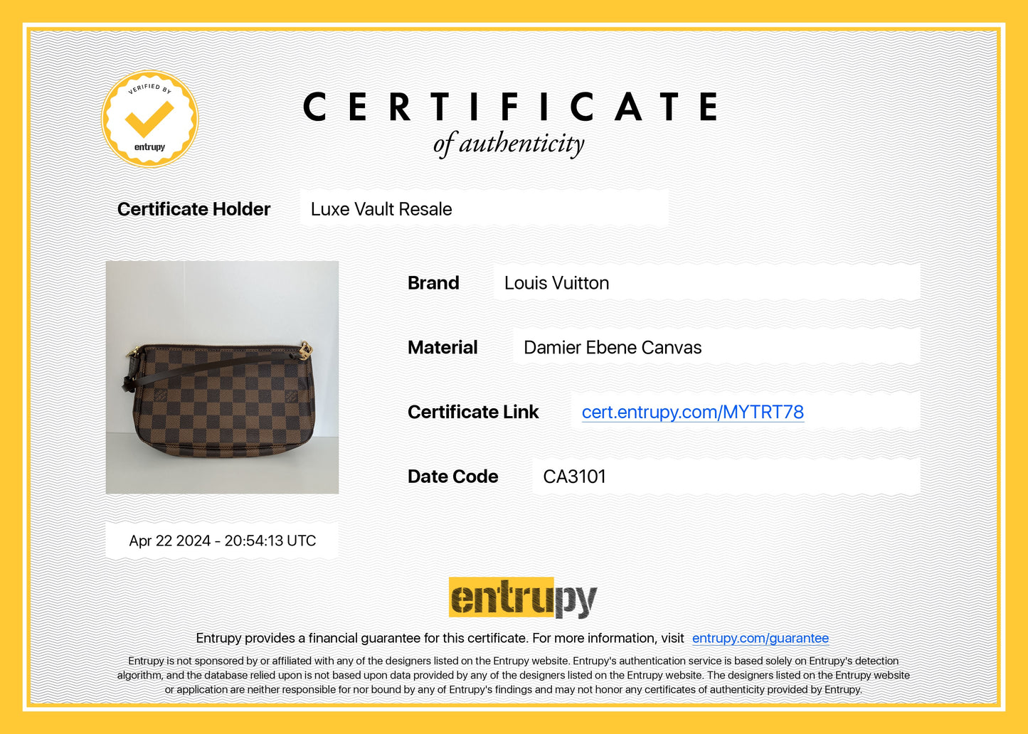 Pre-Owned Louis Vuitton Damier Ebene Pochette Accessoires