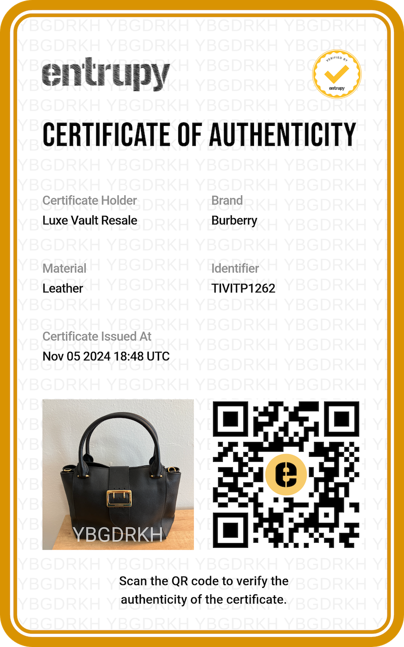 Burberry Soft Grain Calfskin Medium Buckle Tote Black