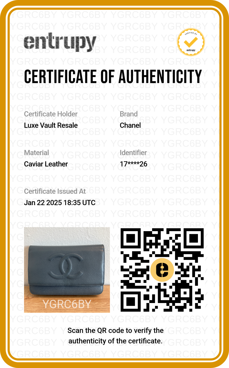 Chanel Caviar Timeless CC Wallet On Chain WOC Blue