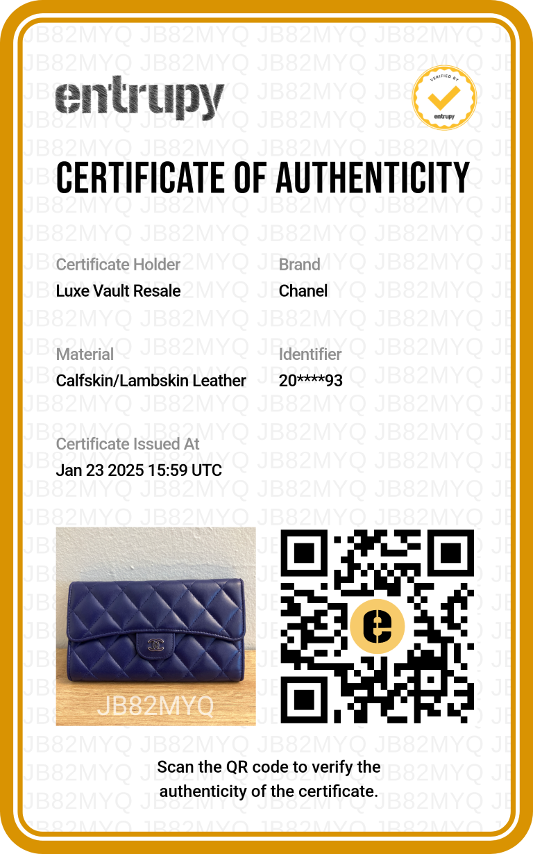 Chanel Interlocking CC Logo Trifold Wallet Lambskin