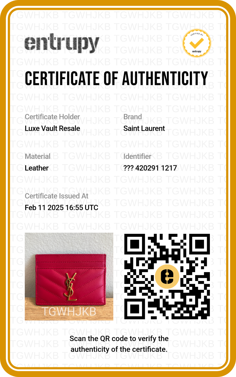 Saint Laurent YSL Grain De Poudre Matelasse Chevron Monogram Gold Hardware Card Wallet Fresh Fuxia