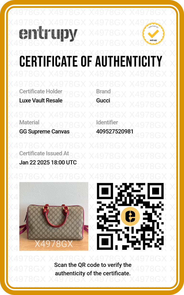 GG Supreme Monogram Medium Boston Beige Hibiscus Red Rosette