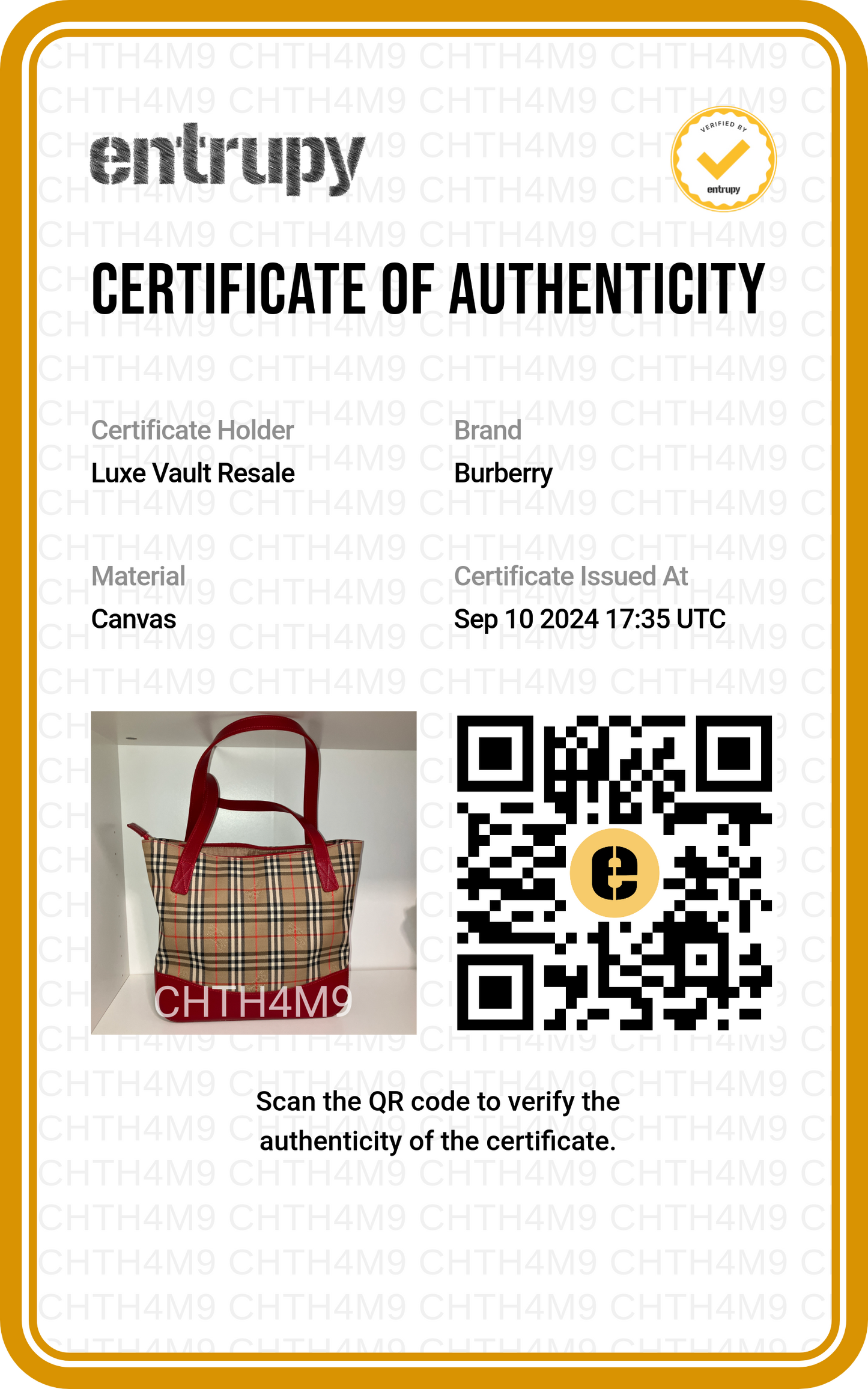 Burberry Red Haymarket Check Canvas Tote Small