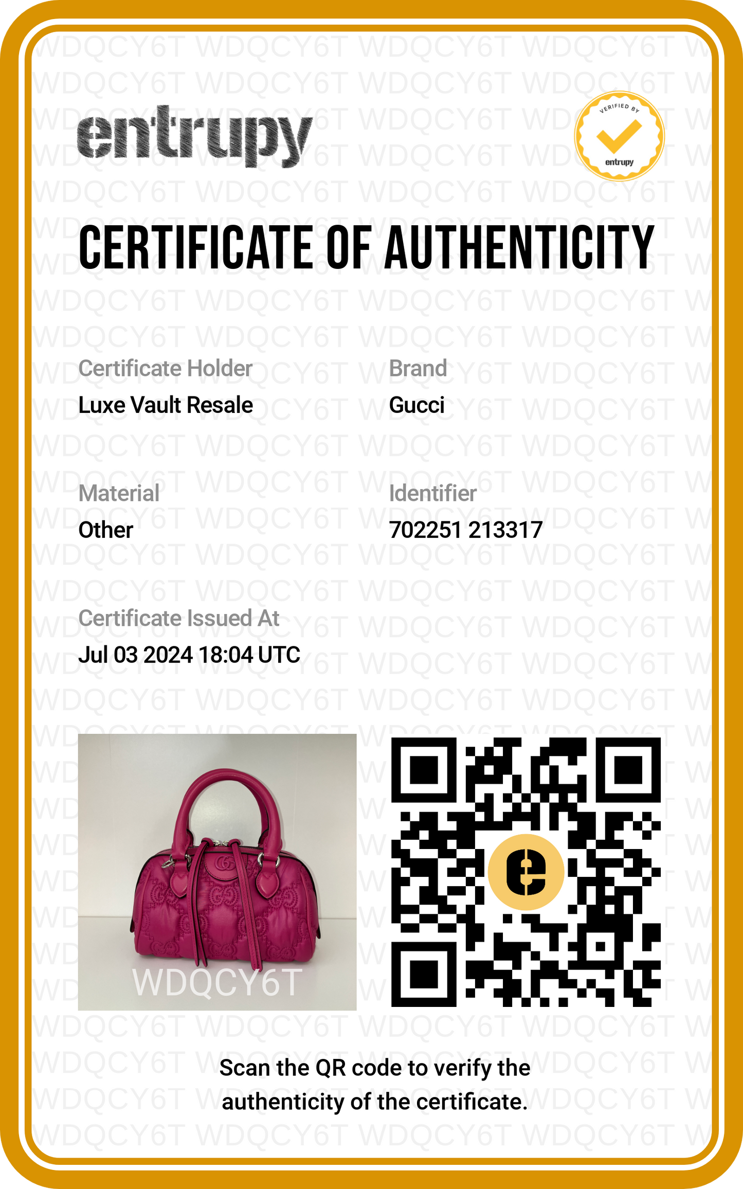 Gucci GG Nylon Matelasse Chain Handbag Lovely