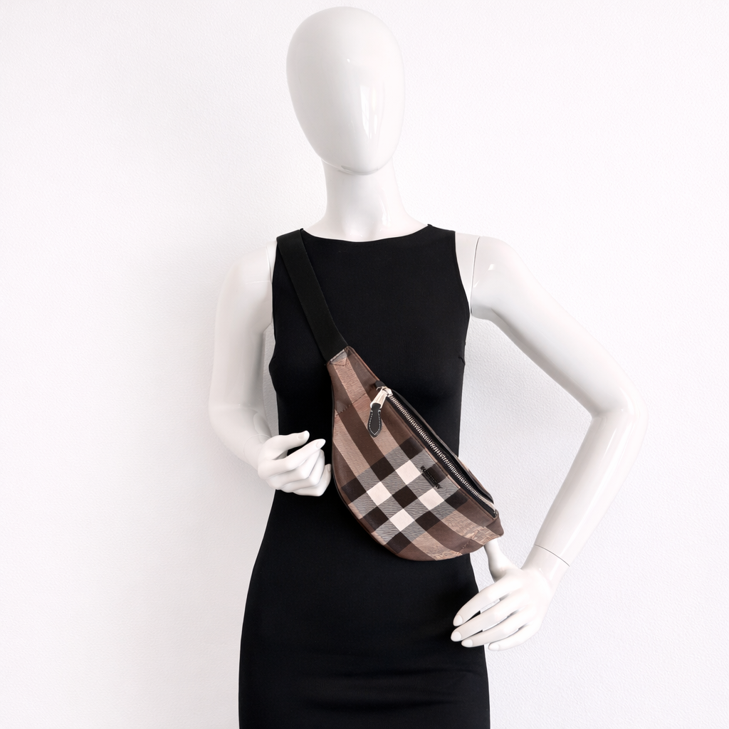 Burberry E-canvas Cason Check Bum Bag Dark Birch Brown